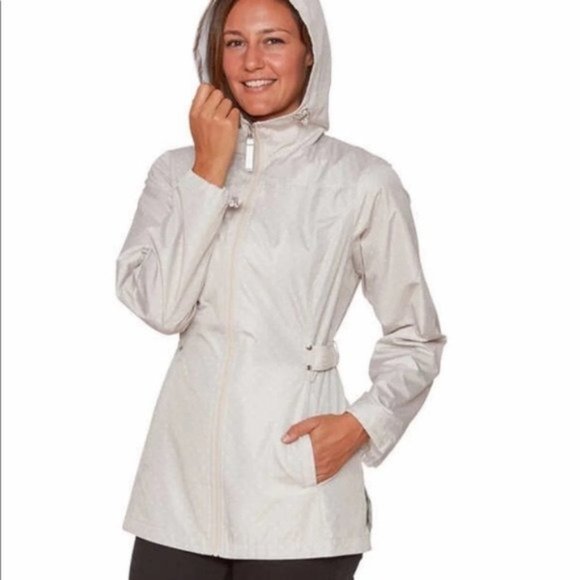 JONES NEW YORK Polka Dot Parka in a Pocket - Picture 1 of 4